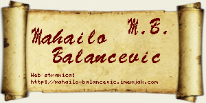 Mahailo Balančević vizit kartica